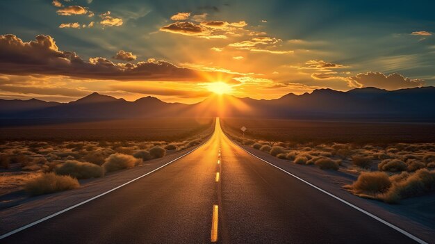 A road leading to hills with the sunrise, symbolizing the journey of personal growth, how to improve your learning, and personal improvement.